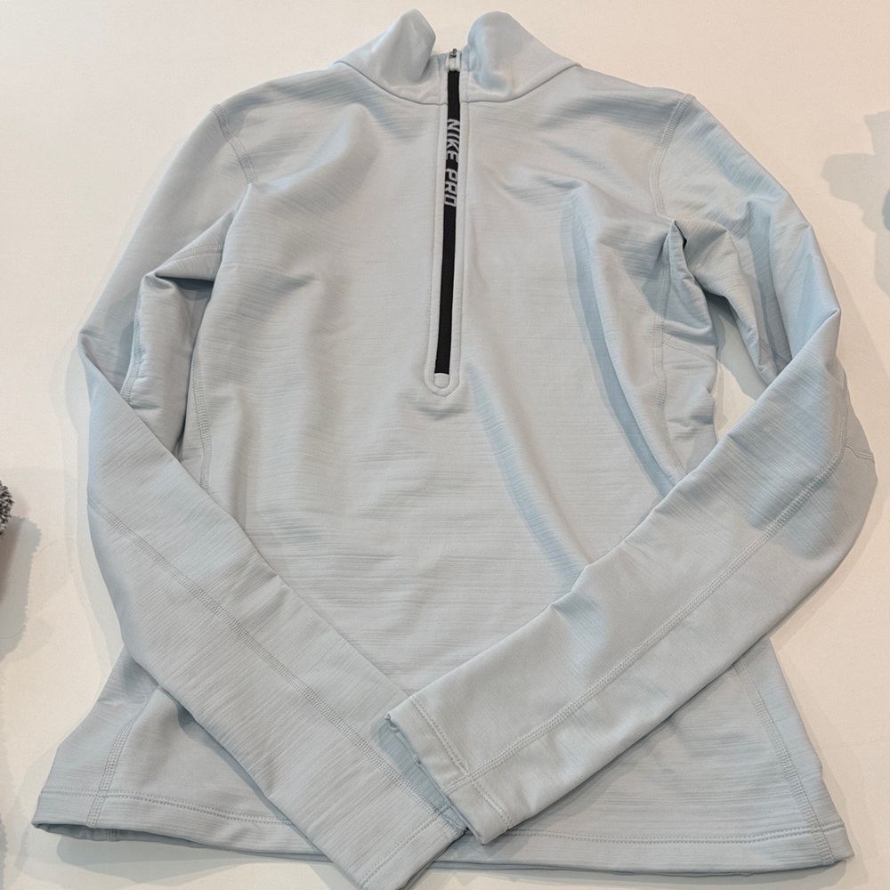 Nike Women's Light Blue Quarter-Zip Performance Top